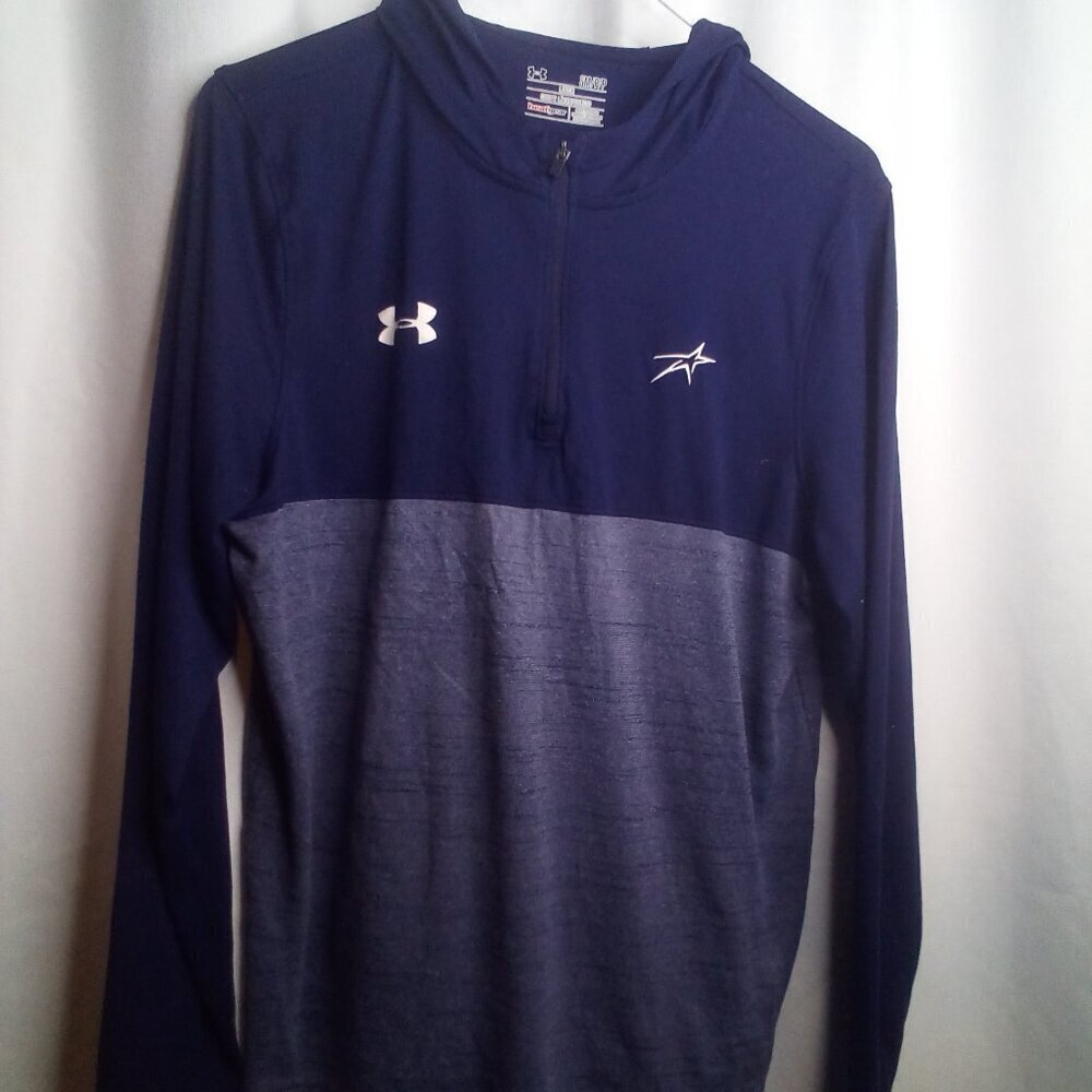 Under Armour Hooded Shirt S Men Loose Fit Lightweight Long Sleeve Heat Gear Blue